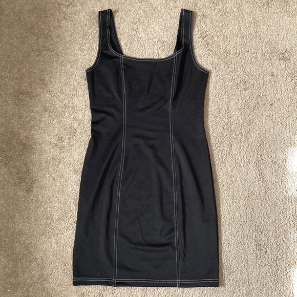 Forever 21 plain black body con dress with contrast white stitching, medium - Picture 11 of 11
